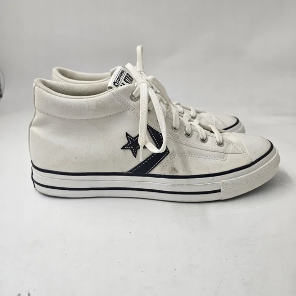 Converse Star Player 76 Mid Vintage White Black Mens Size 11.5 Preowned - Picture 3 of 10